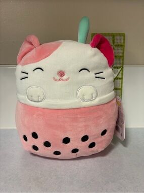Squishmallow Roxy cat in bubble tea plush 8”